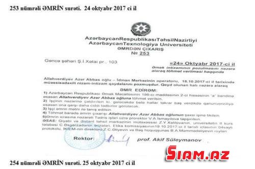 Texnologiya Universitetində şərlənən şikayətçi danışdı Texnologiya Universitetində şərlənən şikayətçi danışdı